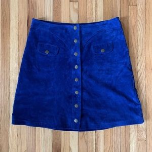 Anthropologie Blue Suede Skirt